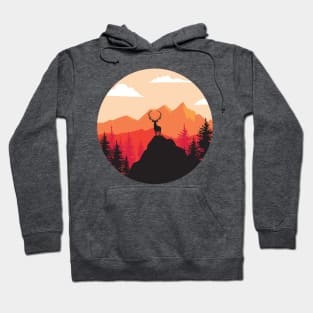 Deer Mountain Adventure Illustration Hoodie